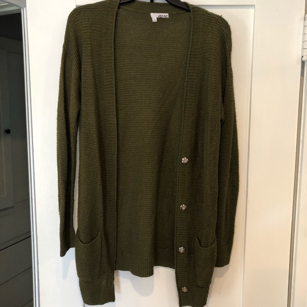Green Snap Button Cardigan